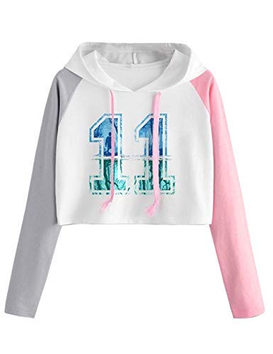 Sudadera Stranger Things Niña, Sudadera Stranger Things 3 Mujer Corta Sudadera con Capucha Chica Deportivo Impresión Sudadera Cortita Chaqueta Hoodies Suéter (19,S)