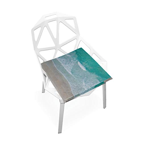 Verano Arena Playa Suave Antideslizante Cuadrado Espuma de Memoria Silla Almohadillas Cojines Asiento para el hogar Cocina Comedor Muebles de Escritorio de Oficina Interior 16x16 Pulgadas