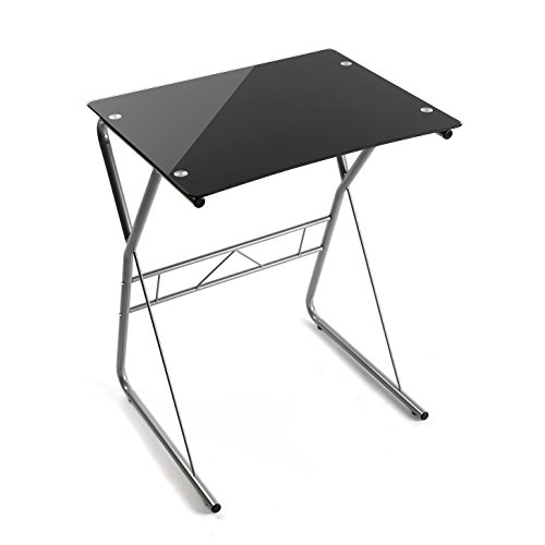 Versa 10330081 Mesa de Ordenador o Escritorio Leipzig, Cristal, Negro, 75 x 47,5 x 60 cm