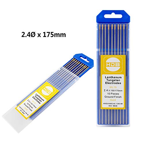 Wilktop 10 x Electrodos de Tungsteno, WL-15 Electrodos de Soldador 2,4Ø x 175mm Agujas de Tungsteno para Soldadura TIG (Oro)