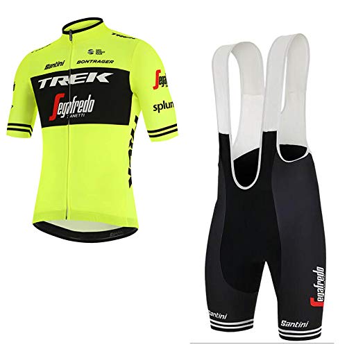 WOLFIRE WF Traje de Ciclismo para Hombre de Equipos. Culotte y Maillot. con 5D Gel Pad. para MTB, Spinning, Bicicleta de Carretera (T Amarillo, 2XL)