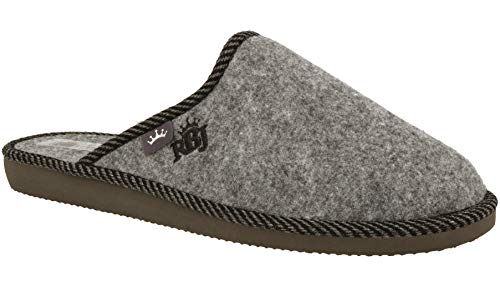 Zapatillas De Casa para Hombre De Fieltro De Lana Natural Calientes Transpirables Bienestar Natural Handmade Calidad (42 EU, Gris 905A)