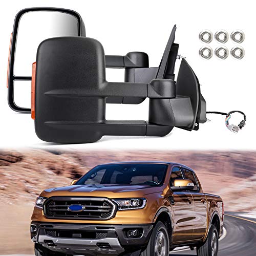 Areyourshop Espejos de remolque extensibles para F-o-r-d Ranger MK PX XL XLT XLS Wildtrak 2012-ON