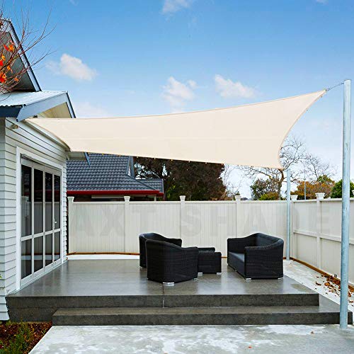 AXT SHADE Toldo Vela de Sombra Rectangular 3,5 x 5 m, protección Rayos UV Impermeable para Patio, Exteriores, Jardín, Color Crema