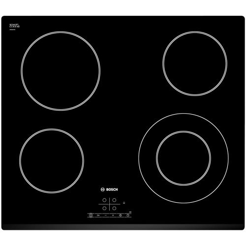 Bosch PKF631B17E Serie I 4 - Placa de cocina vitrocerámica de 60 cm de ancho, terminación bisel delantero, 4 zonas de cocción, control táctil, color negro