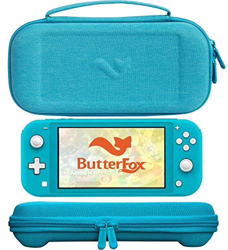 ButterFox Premium - Funda Fina para Nintendo Switch Lite con 19 Juegos y 2 Soportes para Tarjetas Micro SD, Almacenamiento para Accesorios Switch Lite, Color Azul Turquesa