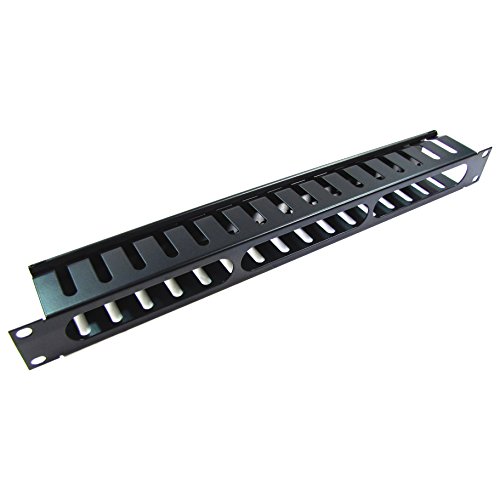 Cablematic PN02031514582160920 - Panel de gestión de Cables para Rack 19 de 1U metálico y Fondo 68 mm, Color Negro