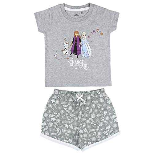 Cerdá Pijama Niña de Disney Frozen 2-Camiseta + Pantalon de Algodón Juego, Gris, 5 Años para Niñas