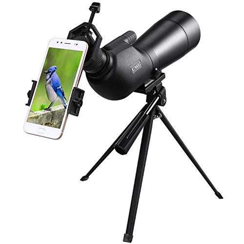 Enkeeo Telescopio Terrestre 20-60x60AE con Trípode Anguloso Impermeable,Catalejos, Lente Multi-Revestido, BAK-4 Prisma,Zoom Óptico 57-120ft /1000 Yards para Observación Al Aire Libre