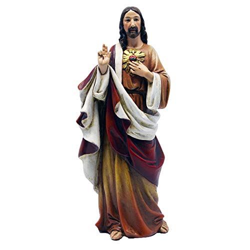 Holyart Estatua Sagrado Corazón de Jesús de Pasta de Madera Pintada 15 cm