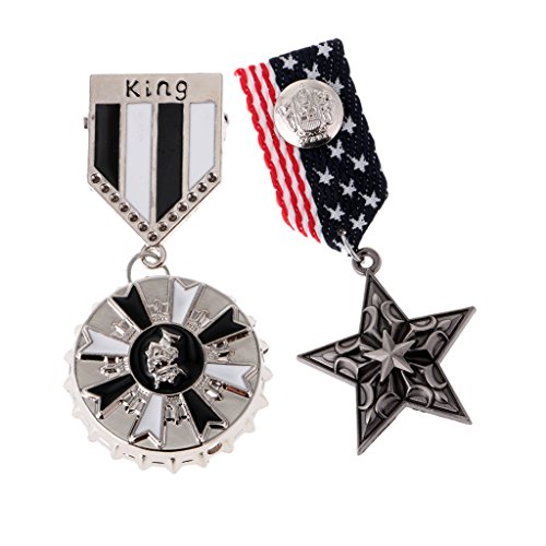 IPOTCH 2 Piezas Medallón De Medalla De Uniforme Militar Broche Pin Cinta King Broche De Estrella Gótico
