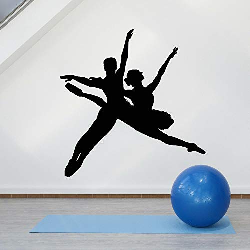 jiushivr Artista de Ballet Pareja de Baile Calcomanía de Pared Escuela de Baile Vinilo Adhesivo de Pared Dormitorio Decoración del hogar Accesorios para Sala de Estar 57x58cm