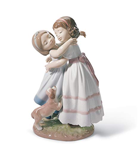 LLADRÓ Figura Niñas ¡Dame Un Abrazo!. Figura Niñas de Porcelana.