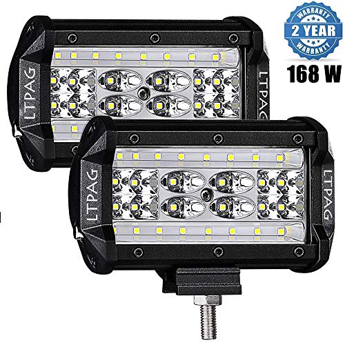 LTPAG 2pcs Focos LED Tractor, 5" 168W 16800LM Faros Trabajo LED 12V-24V Barra LED IP68 Impermeable Luz de Niebla para Coche,SUV, UTV, ATV, Off-road,Camión,Moto,Barco - Garantía de 2 años