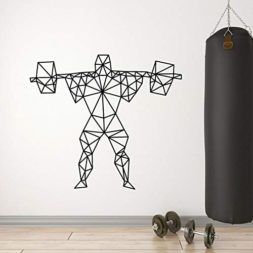 Lugar de fitness vinilo calcomanía de pared gimnasio en casa decoración de la pared polígono levantamiento de pesas deportes etiqueta de la pared geométrica dormitorio del niño