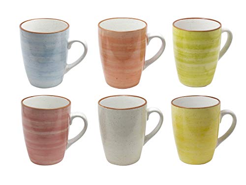 MC Trend 6 Set Taza de café - 6 Maravillosos Colores armoniosos 350 ml Tazas de Porcelana vajilla Cocina de Comedor en casa 350 ml (Verde, Amarillo, Rojo, Naranja, Azul Claro y Naturaleza)