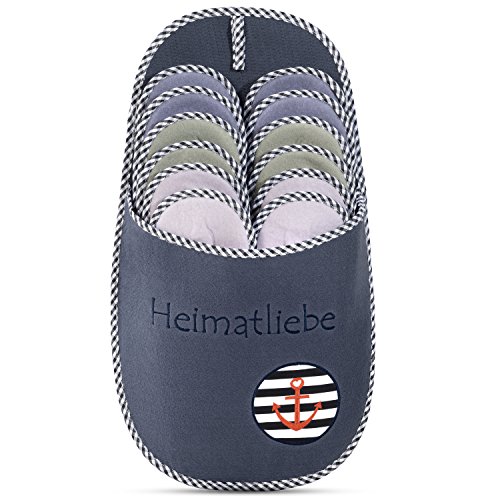 ONVAYA Zapatillas de huéspedes antideslizantes | conjunto de 6 | Zapatilla de fieltro | Heimatliebe Amor de la Patria