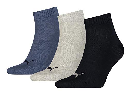 PUMA Quarter Sneaker Socks, 6 Pairs, Unisex - Man or Woman, Plain colors, (2x3 Pack) (Black (2 Pairs), White (2 Pairs), Grey (2 Pairs), US 10-12)