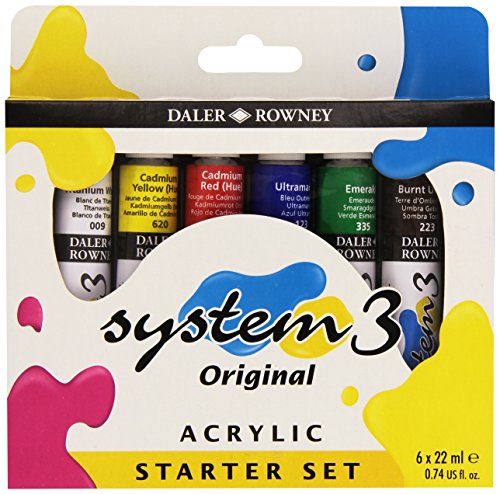 Set de Iniciación Pintura Acrílica DALER ROWNEY System3, con 6 Tubos de Colores Surtidos (6 x 22 ml)
