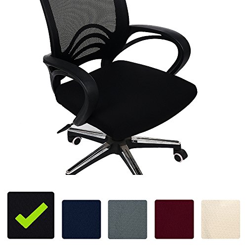 Smiry - Fundas de Asiento elásticas para Silla de Comedor y Oficina, Silla de Comedor, Cojines, Fundas Protectoras para Silla con diseño Jacquard, Negro, Office