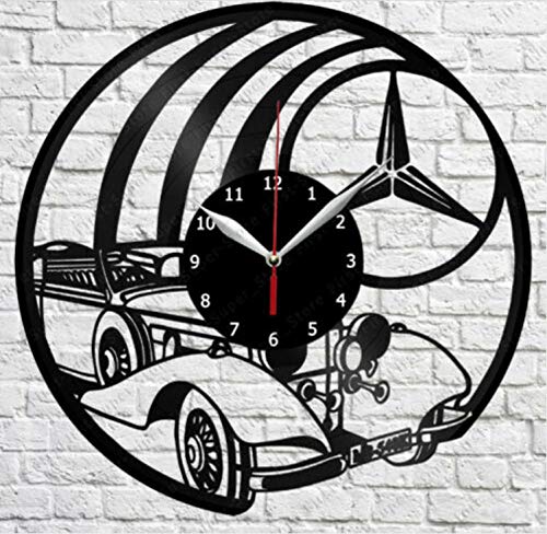 WAGUZA Mercedes Retro Car Vinyl Record Reloj de Pared Decoración de Arte Regalo Original 12''30cm