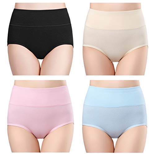 Wirarpa Bragas Culotte Algodón Para Mujer Braguitas Completo Talle Alto Calzoncillos Suave Ropa Interior Pack de 4 Talla M