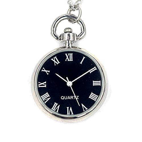 XAFXAL Hombre Mujer Reloj De Bolsillo Vendimia Collar Propósito General, Retro Negro Estudiante Romano Quartz Reloj De Bolsillo Collar De Cadena Suéter Novedad Nostalgia Personalidad Imper