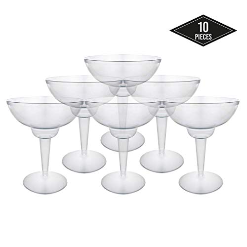 10 Piezas Copas de Cóctel Margarita de Plástico, Transparente 360ml - Resistente Desechable o Reutilizable - Perfecto para Fiestas Cumpleaños Bodas Navidad Año Nuevo.