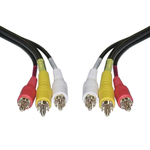 1mt 3 x Triple de Audio RCA macho a macho Cable de vídeo TV AV Cable estéreo conmutación de amarillo rojo y blanco enchufe compuesto RCA a RCA 1 Metre alimentación Triple conector de Cable conexión Audio a conexión Audio CVBS AR AL