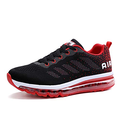 Air Zapatillas de Running para Hombre Mujer Zapatos para Correr y Asfalto Aire Libre y Deportes Calzado Unisexo Black Red 42