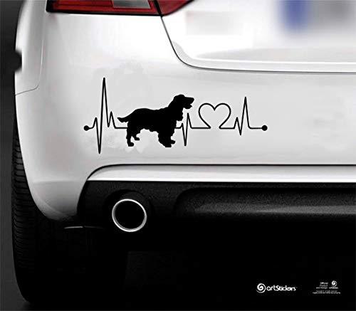 Artstickers Pegatinas para Coche con Forma de Perro Cocker, 20 cm, para Amantes de los Coches. Color Negro. Pegatina Perro latidos corazón. Regalo Adhesivo Spilart, Marca Registrada