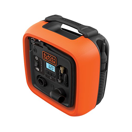 Black+Decker 11.0 Bomba de Aire Compresor/Bar/12 V, 160psi, para neumáticos, Pelotas, sillas de Ruedas, etc, con 2 Modos de Funcionamiento y AbPUMP de Modo, asi400, 0 W, 12 V