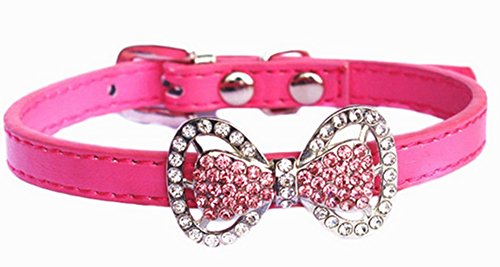 Bling Diamante de imitación Diamante Hermosa Perro Gato Collar Collar Joyería Hembra Cachorros Chihuahua Yorkie Niña Disfraz Conjuntos 2 Tamaños 5 Colores (S melocotón)