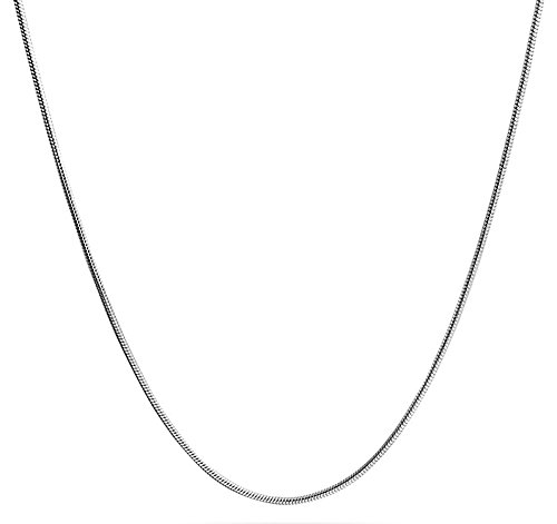 Bling Jewelry Eslabón De Cadena Flexible Serpiente Fina Fuerte 1.5Mm para Mujer para Hombres Tono Plata Collar Acero De 16 Pulg.