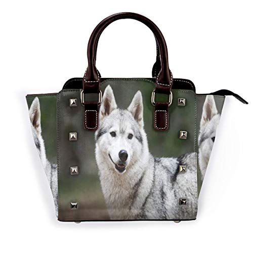 BROWCIN Invierno Alaska Hermoso Husky Siberiano Animales Mascota Fauna Silvestre Cachorro Pura Naturaleza Desmontable Moda Tendencia Bolso de las señoras Bolso de hombro