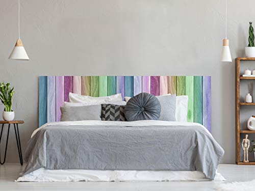 Cabecero Cama PVC Textura Madera Arcoiris 200x60cm | Disponible en Varias Medidas | Cabecero Ligero, Elegante, Resistente y Económico