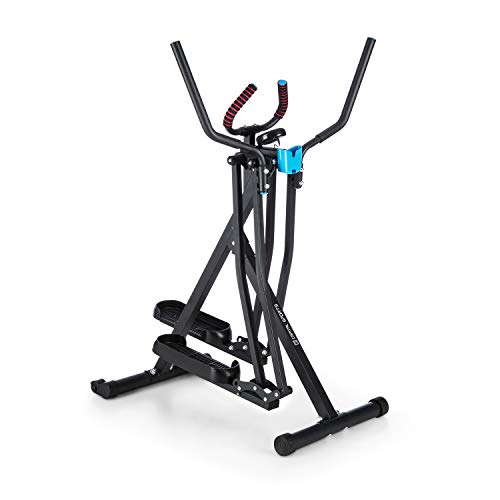 Capital Sports Air-Walker - Bicicleta elíptica, Caminador, Completo, Movimiento Horizontal y Vertical, Ordenador, Pantalla LCD, Soporte de Tablet, Plegable, hasta 100 kg, Negro