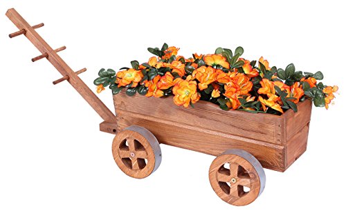 Carro Madera Marrón Carrito de flores para flores y plantas Tranvía Macetero Cochecitos de decoración