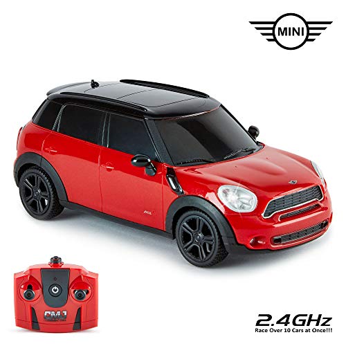 CMJ RC Cars ™ Mini Countryman JCW Coche de control remoto con licencia oficial Luces de trabajo a escala 1:24 2.4Ghz Rojo