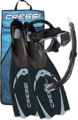 Cressi Pluma Pack de Snorkel, Unisex, Negro/Gris, 41/42