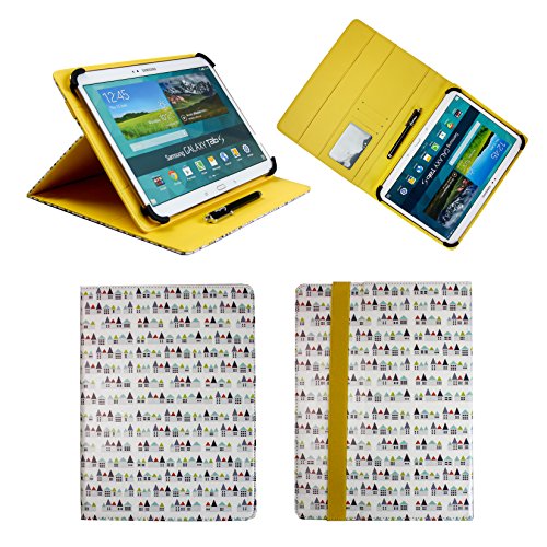 Emartbuy Universal 10-11 Pulgadas Adosados Multi Ángulo Folio Cubierta Funda con Ranuras para Tarjetas Amarillo Correa Elástica Y Lápiz Óptico Adecuado para Dispositivos Seleccionados Listados Abajo