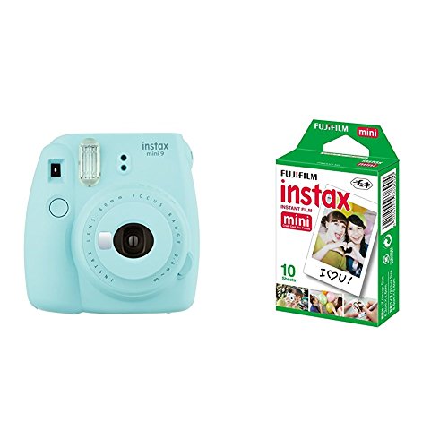 Fujifilm  Instax Mini 9 , Azul + 1 paquetes de películas fotográficas instantáneas (10 hojas)