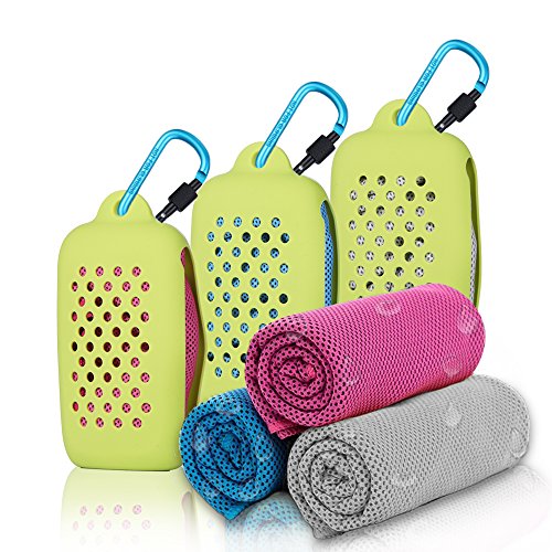 Gearlifee Toalla de enfriamiento, Toalla de Hielo fría instantánea, Toalla Deportiva de Secado rápido de Gimnasio Toalla para Correr Senderismo de Golf, con Bolsa de Almacenamiento de Silicona(Rojo)