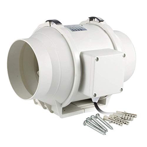 Hon&Guan Ventilador Extractor de Aire en Línea con con Temporizador/Motor de Dos-velocidades para Oficina, Hotel, Baño (ø125mm)