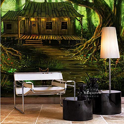 JFSZSD Papel Pintado Piedras 3D Forest Chalet Fotomurales Muro alquería Sala Living Dormitorio Oficina 200CMx175CM