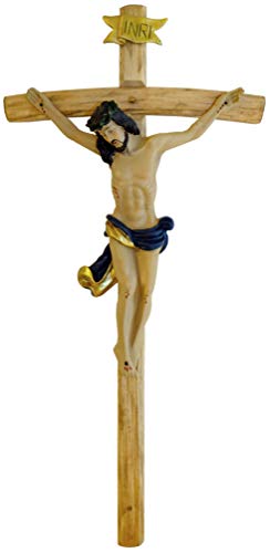 Kaltner Präsente – Regalo Idea – 15 cm pared Cruz Crucifijo con Jesús Cristo Figura en cruz de madera pintada a mano.