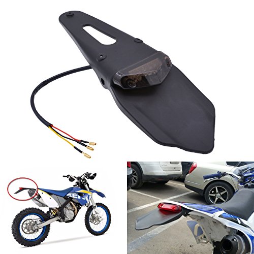 KaTur Feu arrière LED avec bavette pour moto tout terrain Rouge