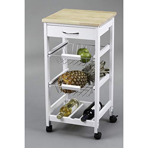 Kit Closet 7040028002 - Carro de cocina con cestas + botellero, madera, 37 x 37 x 76 cm