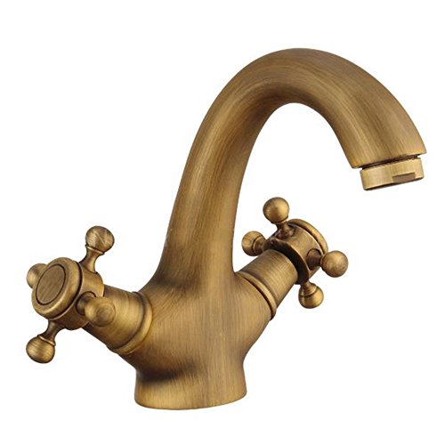 Latón antiguo dos asas grifo para lavabo Europea Pulido lavabo grifo mezclador lavabo grifo Cruz Mango grifo F. waschraum baño cuarto de baño con conector mangueras