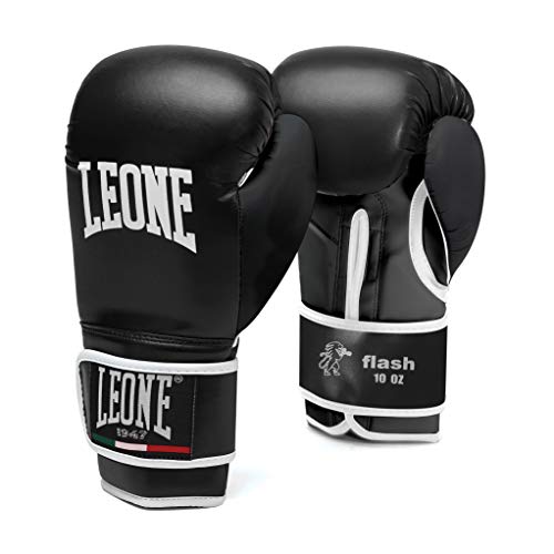 LEONE 1947 Guantes de Boxeo, Modelo Flash Negro Negro Talla:12 Oz